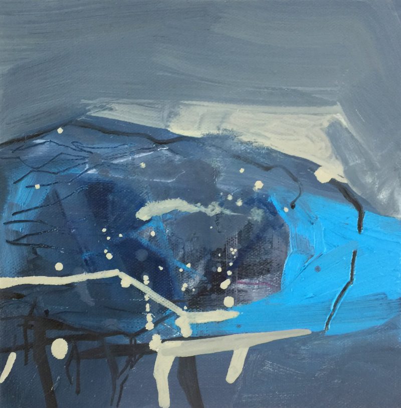 Forma niebieska, 25x25 cm, acrylic and oil on canvas, 2018